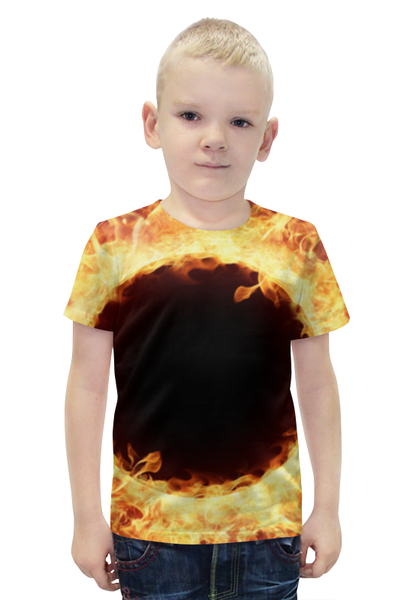 Заказать детскую футболку в Москве. Футболка с полной запечаткой для мальчиков Пламя от Andrew Zaycev - готовые дизайны и нанесение принтов.