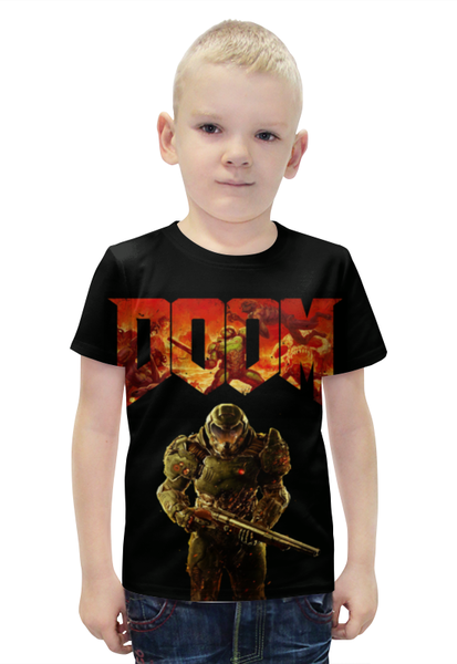 Заказать детскую футболку в Москве. Футболка с полной запечаткой для мальчиков Doom (Дум) от Nos  - готовые дизайны и нанесение принтов.
