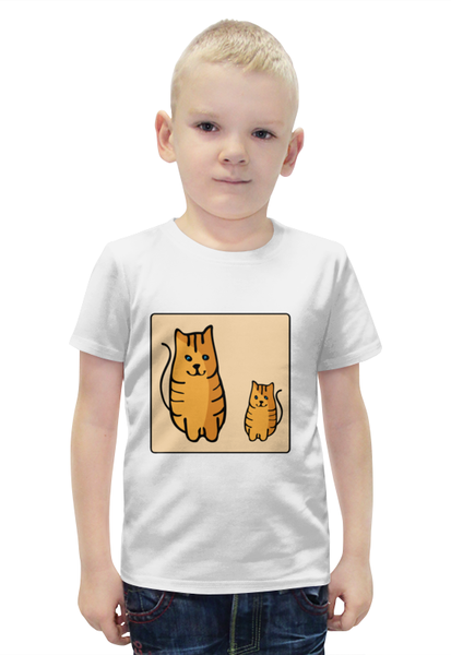 Заказать детскую футболку в Москве. Футболка с полной запечаткой для мальчиков Два котика, смотрящие друг на друга от asnia@ya.ru - готовые дизайны и нанесение принтов.