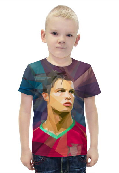 Заказать детскую футболку в Москве. Футболка с полной запечаткой для мальчиков Футбольная мозайка Криштиану Роналду от CoolDesign - готовые дизайны и нанесение принтов.