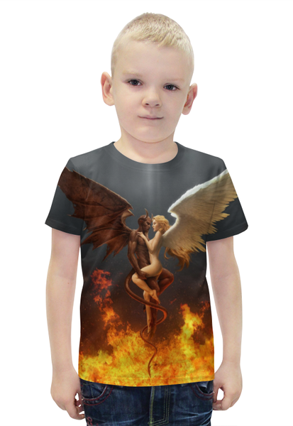 Заказать детскую футболку в Москве. Футболка с полной запечаткой для мальчиков Демон и ангел  от ПРИНТЫ ПЕЧАТЬ  - готовые дизайны и нанесение принтов.