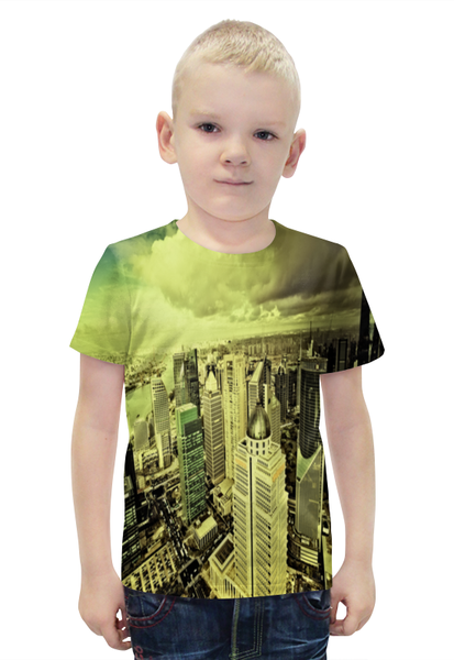 Заказать детскую футболку в Москве. Футболка с полной запечаткой для мальчиков Мегаполис от THE_NISE  - готовые дизайны и нанесение принтов.