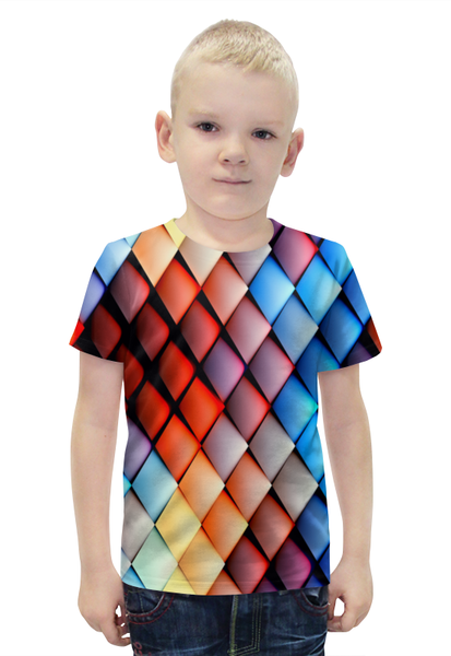 Заказать детскую футболку в Москве. Футболка с полной запечаткой для мальчиков Кубики абстракция от THE_NISE  - готовые дизайны и нанесение принтов.