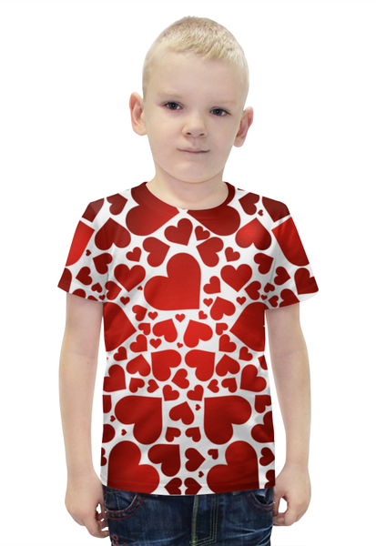 Заказать детскую футболку в Москве. Футболка с полной запечаткой для мальчиков Сердечки от THE_NISE  - готовые дизайны и нанесение принтов.