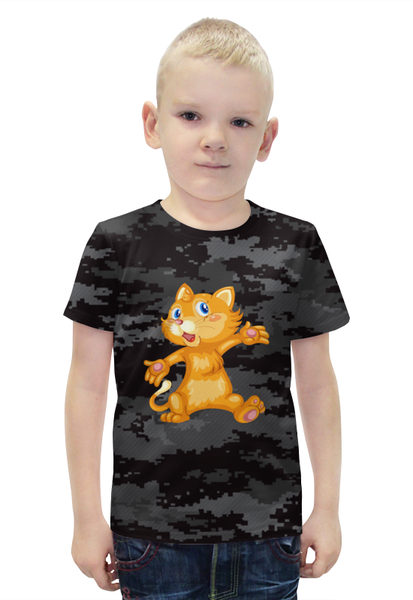 Заказать детскую футболку в Москве. Футболка с полной запечаткой для мальчиков Рыжий кот от Yaroslava - готовые дизайны и нанесение принтов.