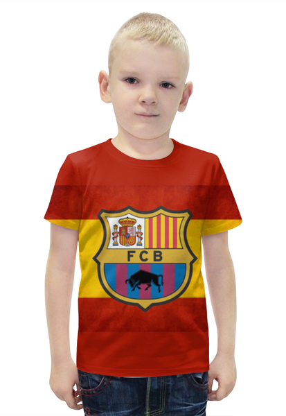 Заказать детскую футболку в Москве. Футболка с полной запечаткой для мальчиков FC Barcelona от cherdantcev - готовые дизайны и нанесение принтов.