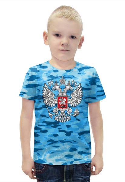 Заказать детскую футболку в Москве. Футболка с полной запечаткой для мальчиков Герб России от THE_NISE  - готовые дизайны и нанесение принтов.