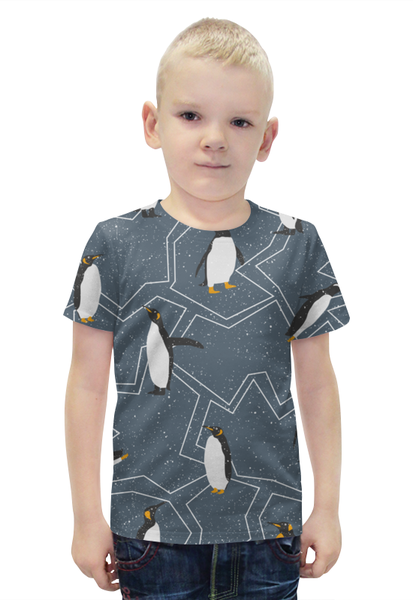 Заказать детскую футболку в Москве. Футболка с полной запечаткой для мальчиков пингвины от THE_NISE  - готовые дизайны и нанесение принтов.