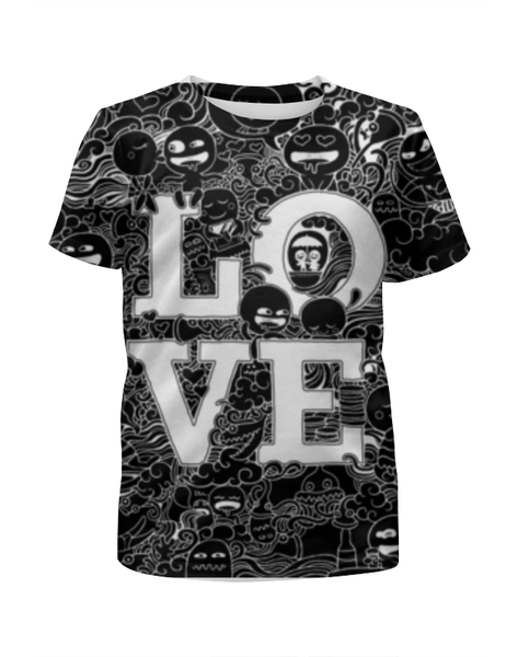 Заказать детскую футболку в Москве. Футболка с полной запечаткой для мальчиков Doodle Love black от nakalyae7 - готовые дизайны и нанесение принтов.
