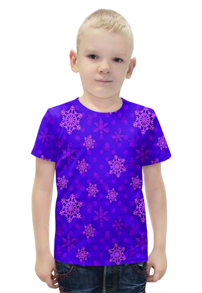 Заказать детскую футболку в Москве. Футболка с полной запечаткой для мальчиков Узор снежинок от THE_NISE  - готовые дизайны и нанесение принтов.