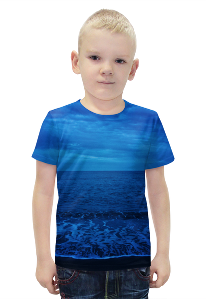 Заказать детскую футболку в Москве. Футболка с полной запечаткой для мальчиков Море ночью от Anastasia Kabanova - готовые дизайны и нанесение принтов.
