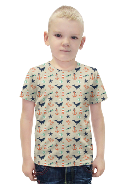 Заказать детскую футболку в Москве. Футболка с полной запечаткой для мальчиков Акулы от Amerikanka - готовые дизайны и нанесение принтов.