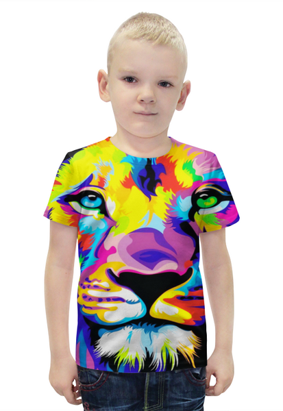 Заказать детскую футболку в Москве. Футболка с полной запечаткой для мальчиков Царь зверей от THE_NISE  - готовые дизайны и нанесение принтов.