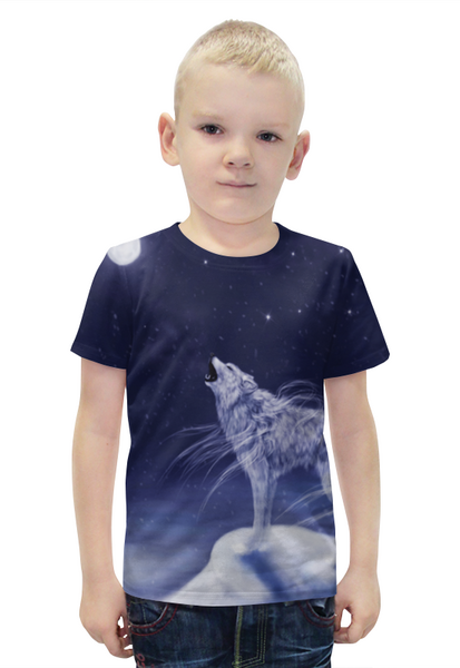 Заказать детскую футболку в Москве. Футболка с полной запечаткой для мальчиков Белый Волк от  PRO_DESIGN - готовые дизайны и нанесение принтов.