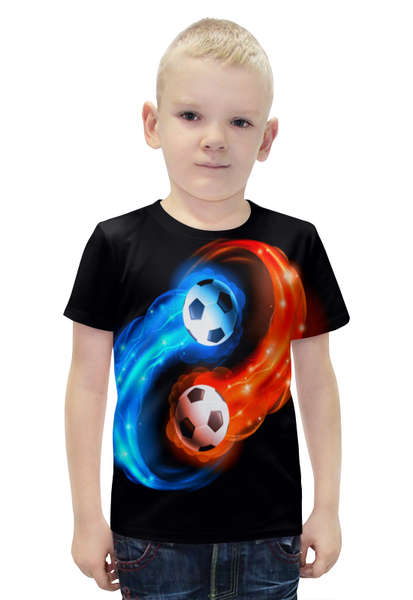 Заказать детскую футболку в Москве. Футболка с полной запечаткой для мальчиков Футбольные мячи от THE_NISE  - готовые дизайны и нанесение принтов.