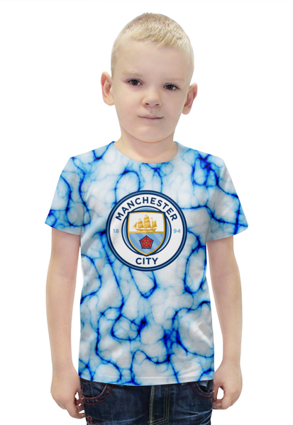 Заказать детскую футболку в Москве. Футболка с полной запечаткой для мальчиков Manchester City от THE_NISE  - готовые дизайны и нанесение принтов.