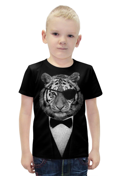 Заказать детскую футболку в Москве. Футболка с полной запечаткой для мальчиков Одноглазый Тигр от printik - готовые дизайны и нанесение принтов.