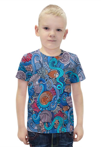 Заказать детскую футболку в Москве. Футболка с полной запечаткой для мальчиков Морской от THE_NISE  - готовые дизайны и нанесение принтов.