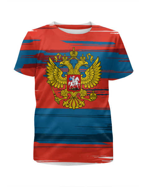 Заказать детскую футболку в Москве. Футболка с полной запечаткой для мальчиков Россия от DESIGNER   - готовые дизайны и нанесение принтов.