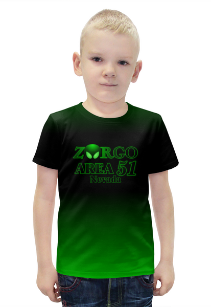 Заказать детскую футболку в Москве. Футболка с полной запечаткой для мальчиков ЗОРГО. Из серии Зона 51 от Zorgo-Art  - готовые дизайны и нанесение принтов.