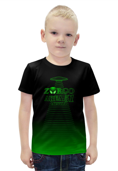 Заказать детскую футболку в Москве. Футболка с полной запечаткой для мальчиков ЗОРГО. Из серии Зона 51 от Zorgo-Art  - готовые дизайны и нанесение принтов.