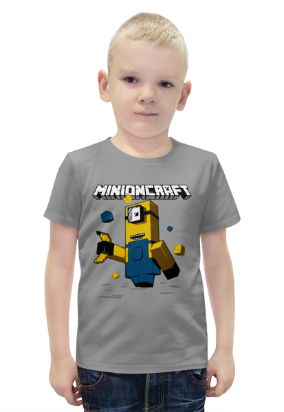 Заказать детскую футболку в Москве. Футболка с полной запечаткой для мальчиков Minecraft от T-shirt print  - готовые дизайны и нанесение принтов.