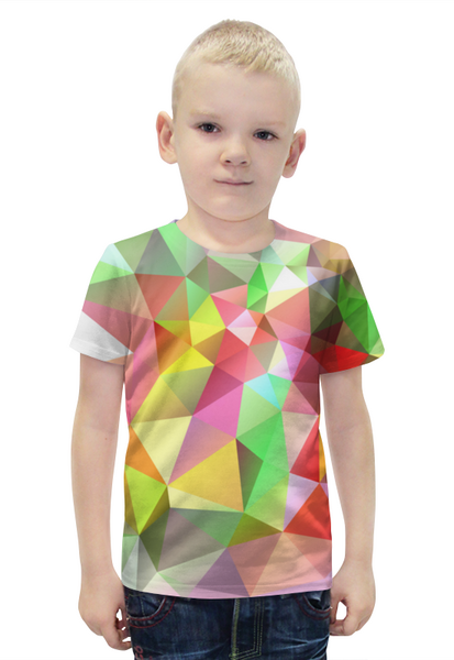 Заказать детскую футболку в Москве. Футболка с полной запечаткой для мальчиков Полигональный узор от IrinkaArt  - готовые дизайны и нанесение принтов.