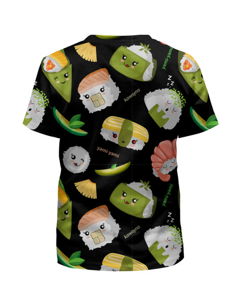 Заказать детскую футболку в Москве. Футболка с полной запечаткой для мальчиков Кавайные суши от IrinkaArt  - готовые дизайны и нанесение принтов.
