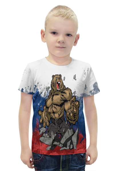 Заказать детскую футболку в Москве. Футболка с полной запечаткой для мальчиков Русский медведь от Серега Шнайдер - готовые дизайны и нанесение принтов.