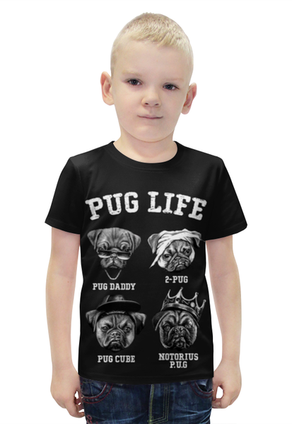 Заказать детскую футболку в Москве. Футболка с полной запечаткой для мальчиков Pug life  от ПРИНТЫ ПЕЧАТЬ  - готовые дизайны и нанесение принтов.