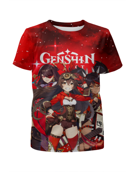 Заказать детскую футболку в Москве. Футболка с полной запечаткой для мальчиков GENSHIN IMPACT от geekbox - готовые дизайны и нанесение принтов.