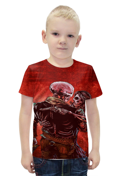 Заказать детскую футболку в Москве. Футболка с полной запечаткой для мальчиков скелеты со стволами  от Серега Шнайдер - готовые дизайны и нанесение принтов.