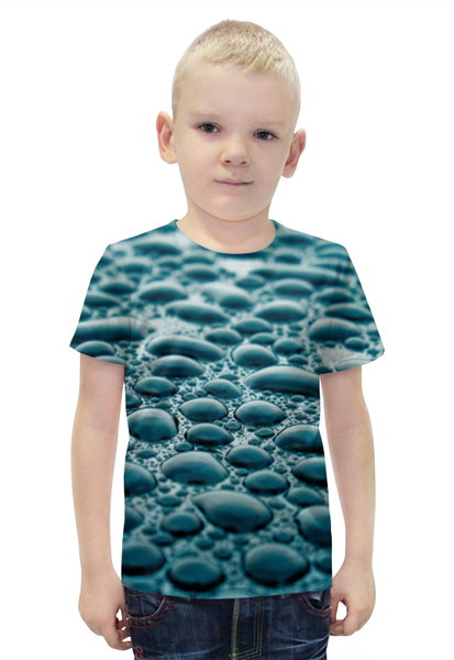 Заказать детскую футболку в Москве. Футболка с полной запечаткой для мальчиков Капли 3D от coolmag - готовые дизайны и нанесение принтов.