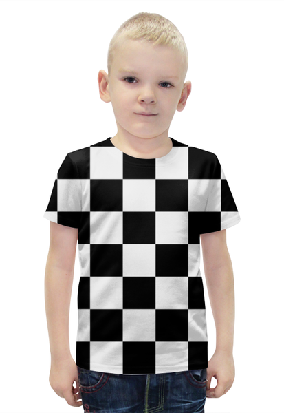 Заказать детскую футболку в Москве. Футболка с полной запечаткой для мальчиков Чёрно-белая клетка от Виктор Гришин - готовые дизайны и нанесение принтов.