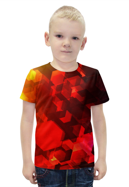 Заказать детскую футболку в Москве. Футболка с полной запечаткой для мальчиков Шестиугольники от Anna Lomachenko - готовые дизайны и нанесение принтов.