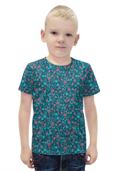 Заказать детскую футболку в Москве. Футболка с полной запечаткой для мальчиков абстрактный цветочный принт от irinavk - готовые дизайны и нанесение принтов.