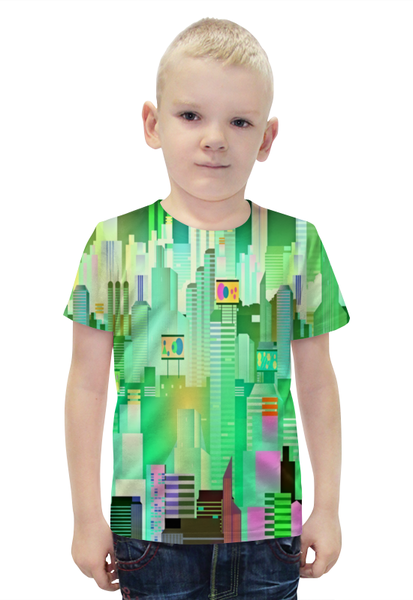 Заказать детскую футболку в Москве. Футболка с полной запечаткой для мальчиков Здания от THE_NISE  - готовые дизайны и нанесение принтов.