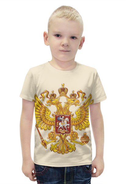 Заказать детскую футболку в Москве. Футболка с полной запечаткой для мальчиков Герб Российской Федерации от Leichenwagen - готовые дизайны и нанесение принтов.
