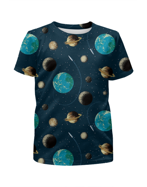 Заказать детскую футболку в Москве. Футболка с полной запечаткой для мальчиков Космос  от T-shirt print  - готовые дизайны и нанесение принтов.