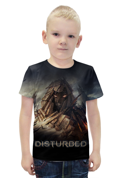 Заказать детскую футболку в Москве. Футболка с полной запечаткой для мальчиков Disturbed от inPrintio - готовые дизайны и нанесение принтов.