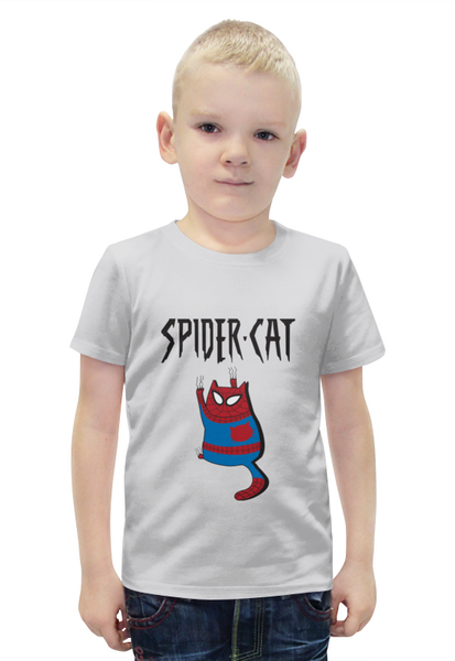 Заказать детскую футболку в Москве. Футболка с полной запечаткой для мальчиков Spider-cat от acidhouses - готовые дизайны и нанесение принтов.