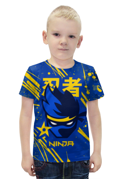 Заказать детскую футболку в Москве. Футболка с полной запечаткой для мальчиков FORTNITE NINJA от geekbox - готовые дизайны и нанесение принтов.