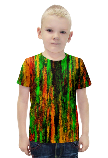 Заказать детскую футболку в Москве. Футболка с полной запечаткой для мальчиков Желто-зеленые краски от THE_NISE  - готовые дизайны и нанесение принтов.