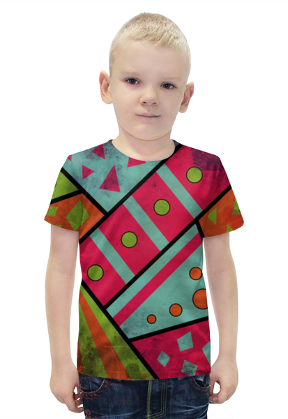 Заказать детскую футболку в Москве. Футболка с полной запечаткой для мальчиков Яркая геометрия от Ordwen - готовые дизайны и нанесение принтов.