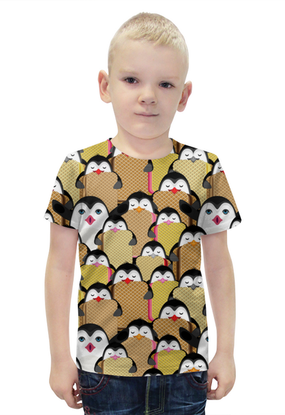 Заказать детскую футболку в Москве. Футболка с полной запечаткой для мальчиков Флешмоб Пингвинов от IrinkaArt  - готовые дизайны и нанесение принтов.