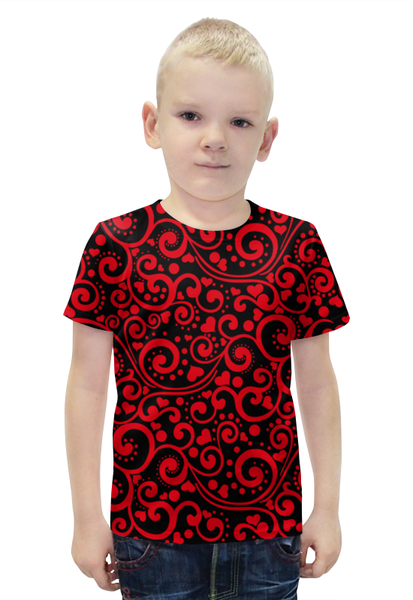 Заказать детскую футболку в Москве. Футболка с полной запечаткой для мальчиков Красный узор от THE_NISE  - готовые дизайны и нанесение принтов.