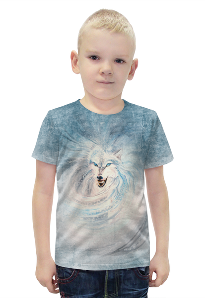 Заказать детскую футболку в Москве. Футболка с полной запечаткой для мальчиков Волк-зима от hontor - готовые дизайны и нанесение принтов.