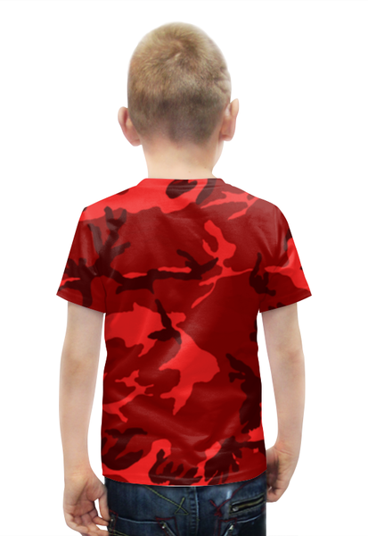 Заказать детскую футболку в Москве. Футболка с полной запечаткой для мальчиков Красный Камуфляж от Nalivaev - готовые дизайны и нанесение принтов.