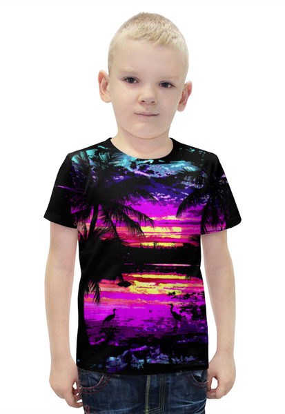 Заказать детскую футболку в Москве. Футболка с полной запечаткой для мальчиков Пляжный Рай от printik - готовые дизайны и нанесение принтов.