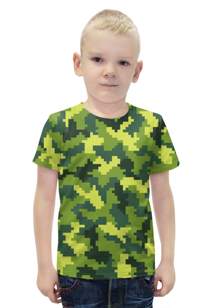 Заказать детскую футболку в Москве. Футболка с полной запечаткой для мальчиков Green camouflage от THE_NISE  - готовые дизайны и нанесение принтов.